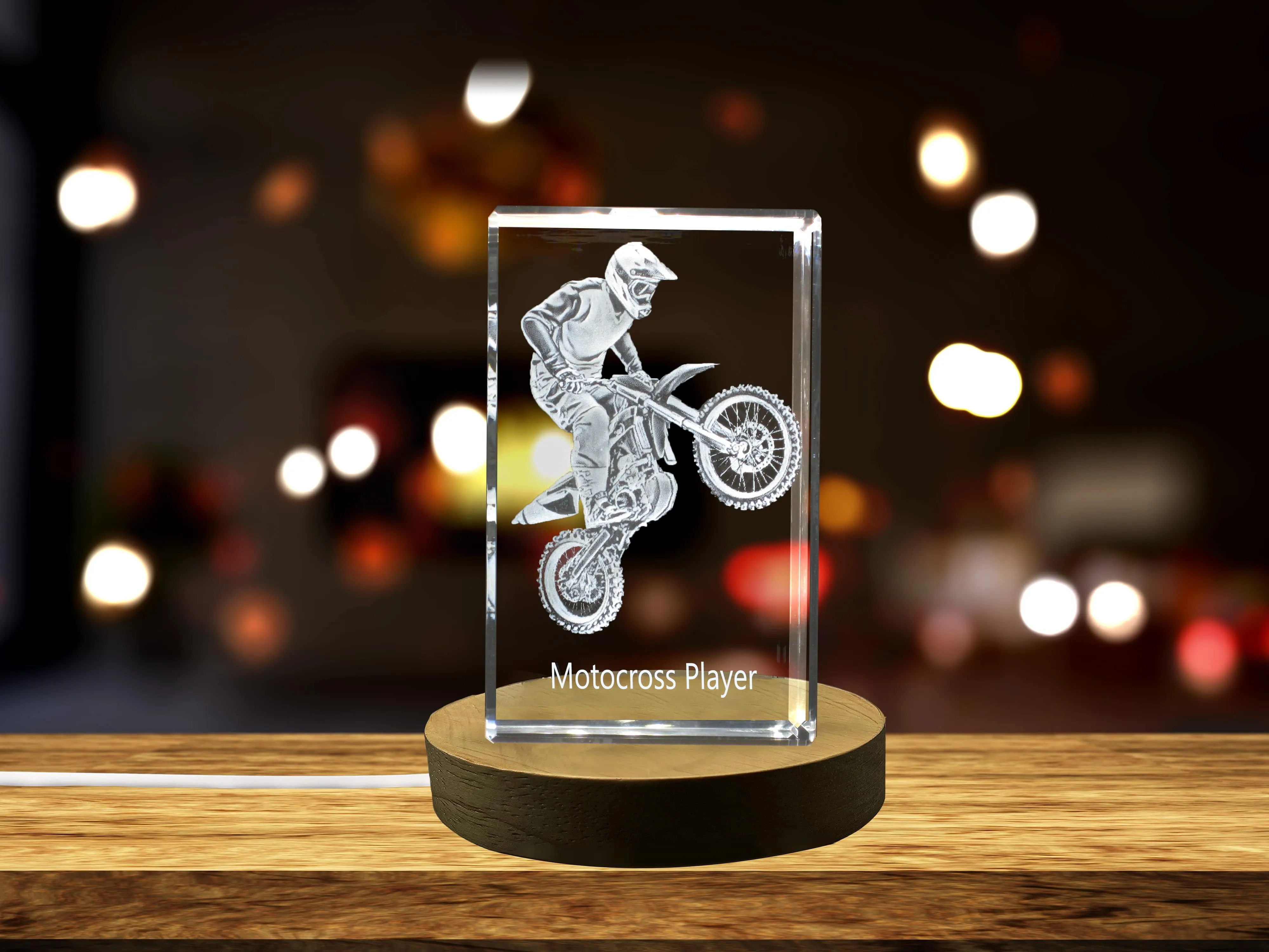 Motocross Player 3D Engraved Crystal 3D Engraved Crystal Keepsake/Gift/Decor/Collectible/Souvenir