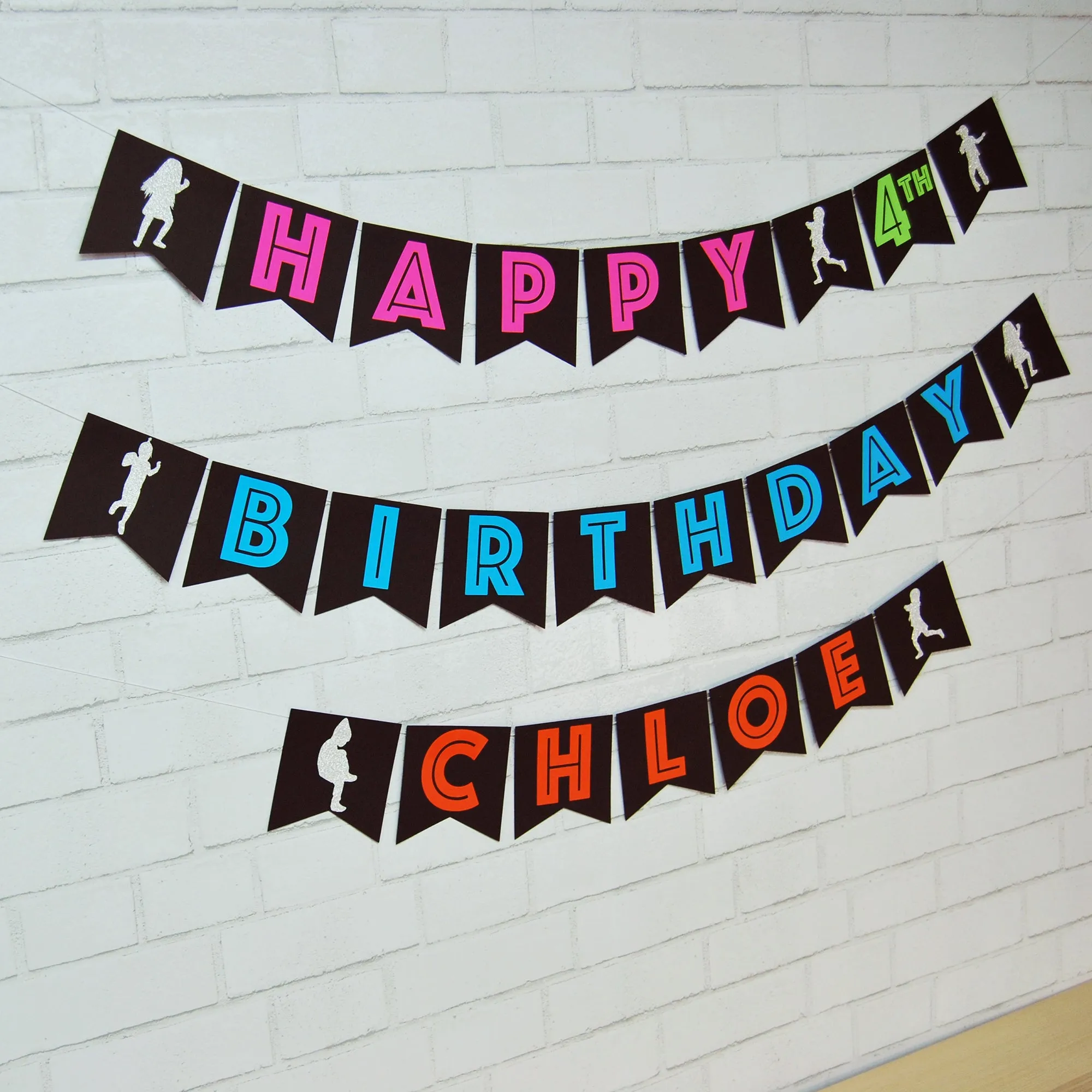 Neon Dance Party Birthday Banner