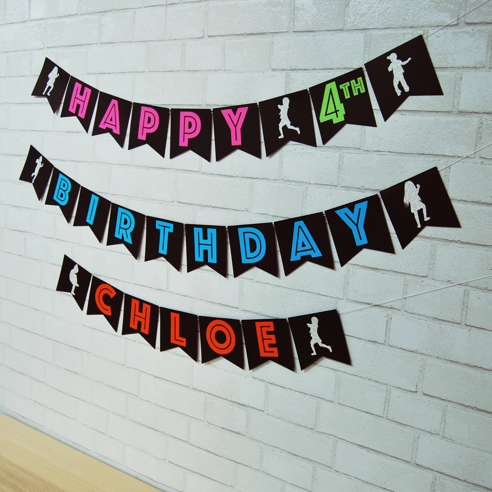 Neon Dance Party Birthday Banner