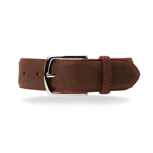 Nubuck Belt - Brown Nubuck/Red Stitch