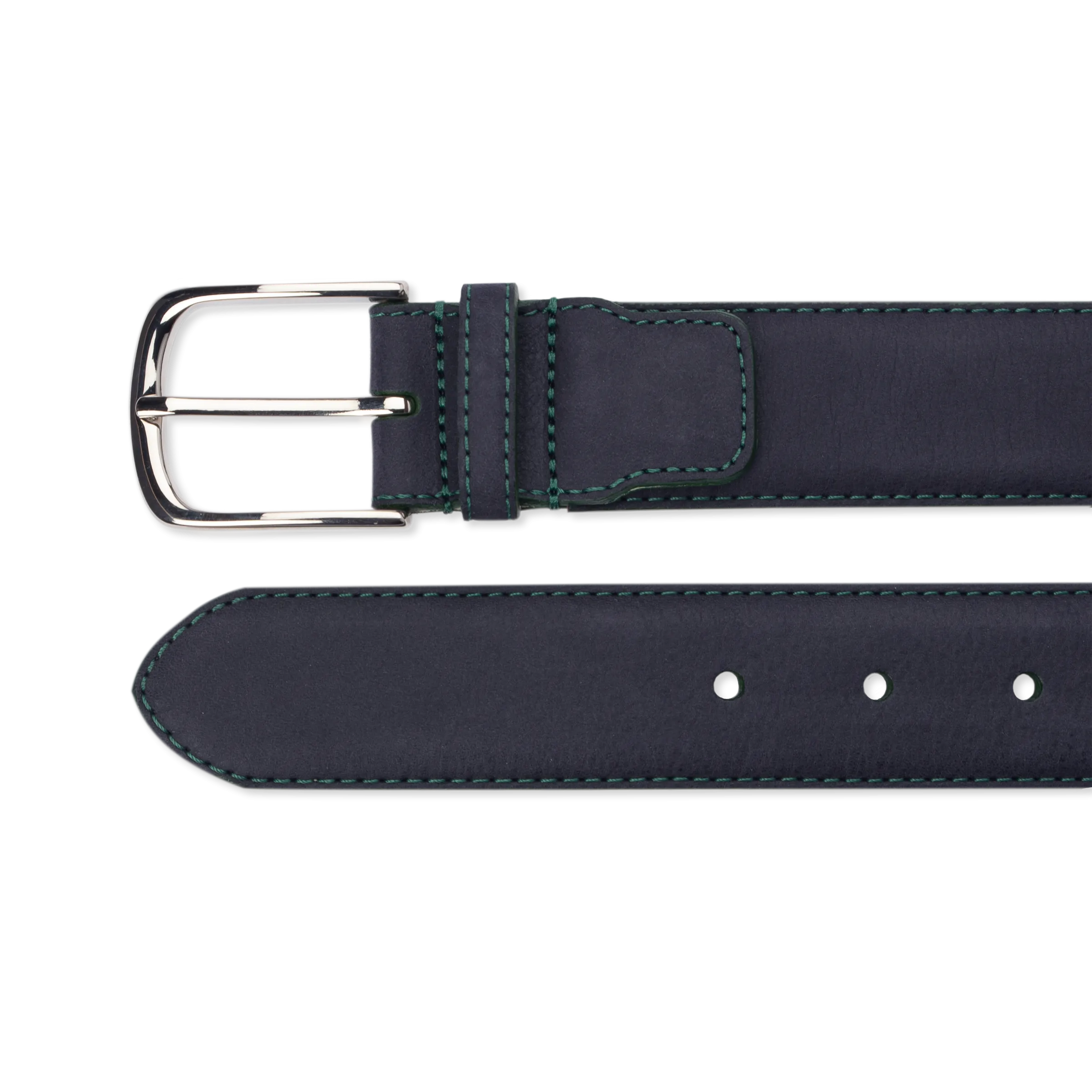 Nubuck Belt - Navy Nubuck/Green Stitch