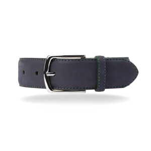 Nubuck Belt - Navy Nubuck/Green Stitch