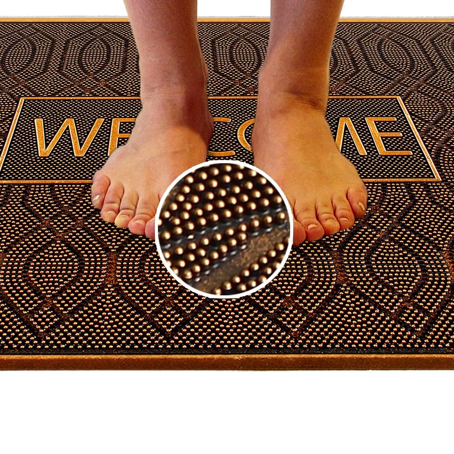 OnlyMat Brown Colour Rubber Pin Welcome Door Mat - Indoor / Outdoor, Waterproof