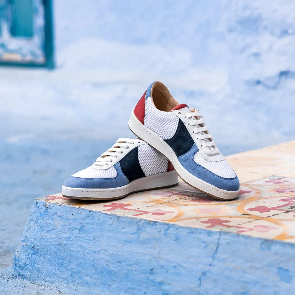 Orient Recycled Unisex Vegan Sneakers | Blue & Brick Red