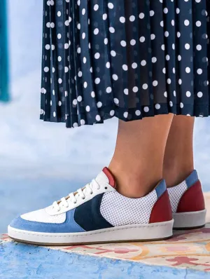 Orient Recycled Unisex Vegan Sneakers | Blue & Brick Red