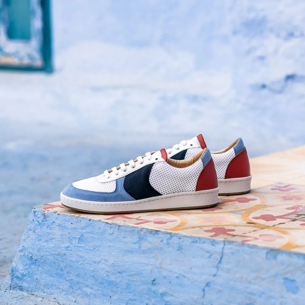 Orient Recycled Unisex Vegan Sneakers | Blue & Brick Red