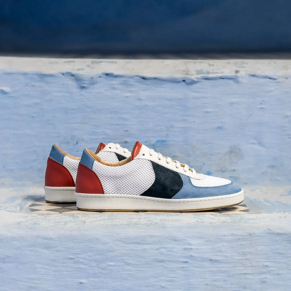 Orient Recycled Unisex Vegan Sneakers | Blue & Brick Red