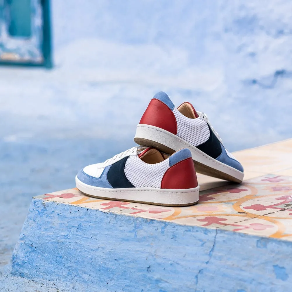 Orient Recycled Unisex Vegan Sneakers | Blue & Brick Red