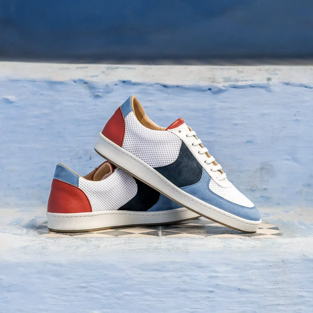 Orient Recycled Unisex Vegan Sneakers | Blue & Brick Red