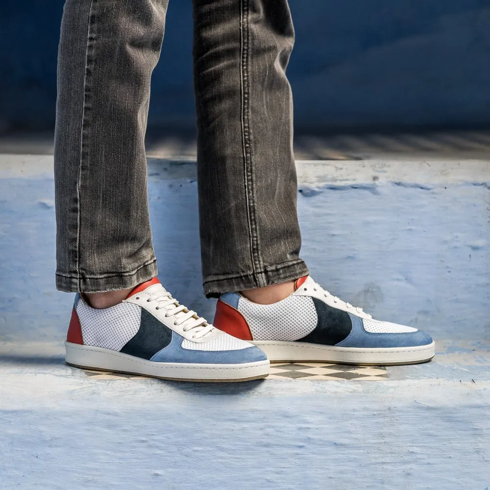 Orient Recycled Unisex Vegan Sneakers | Blue & Brick Red