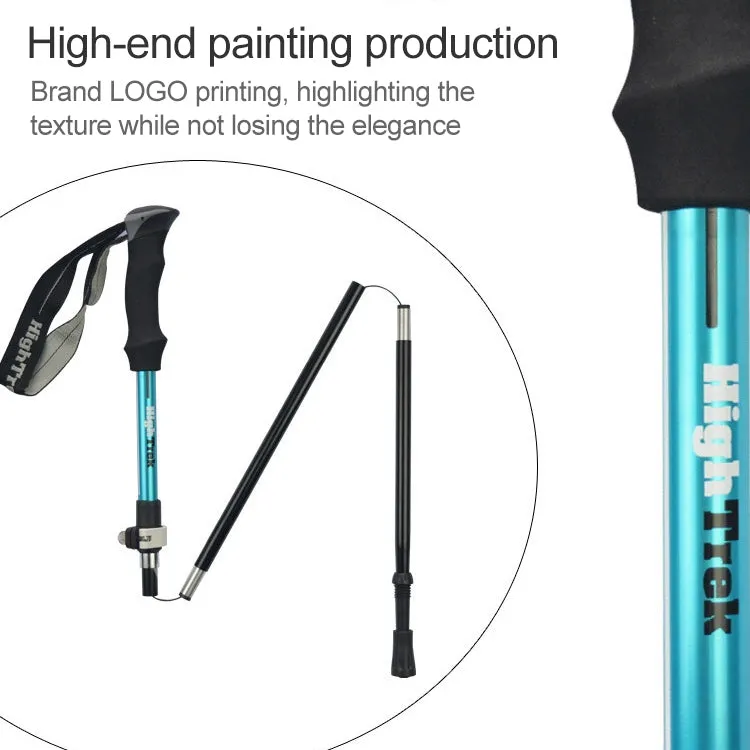 Outdoor Mountaineering Portable Foldable Ultra light Aluminium Alloy Alpenstocks Trekking Poles, Length : 35-125CM (Blue)