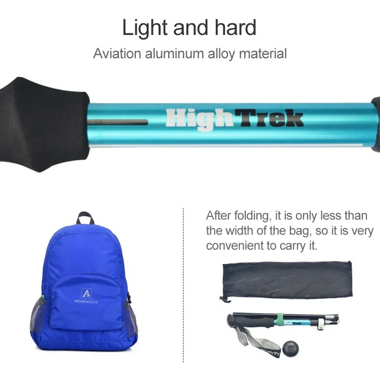 Outdoor Mountaineering Portable Foldable Ultra light Aluminium Alloy Alpenstocks Trekking Poles, Length : 35-125CM (Blue)