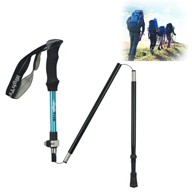 Outdoor Mountaineering Portable Foldable Ultra light Aluminium Alloy Alpenstocks Trekking Poles, Length : 35-125CM (Blue)