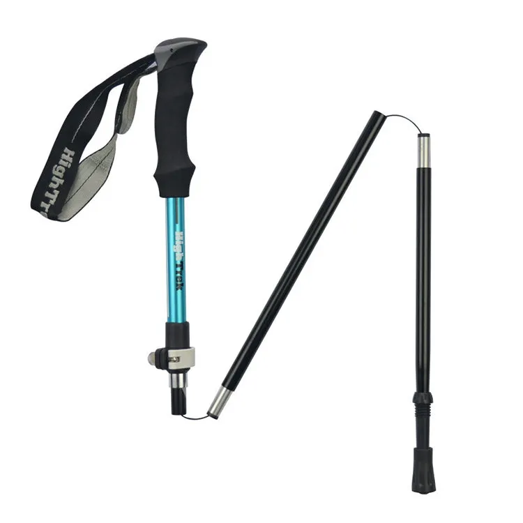 Outdoor Mountaineering Portable Foldable Ultra light Aluminium Alloy Alpenstocks Trekking Poles, Length : 35-125CM (Blue)