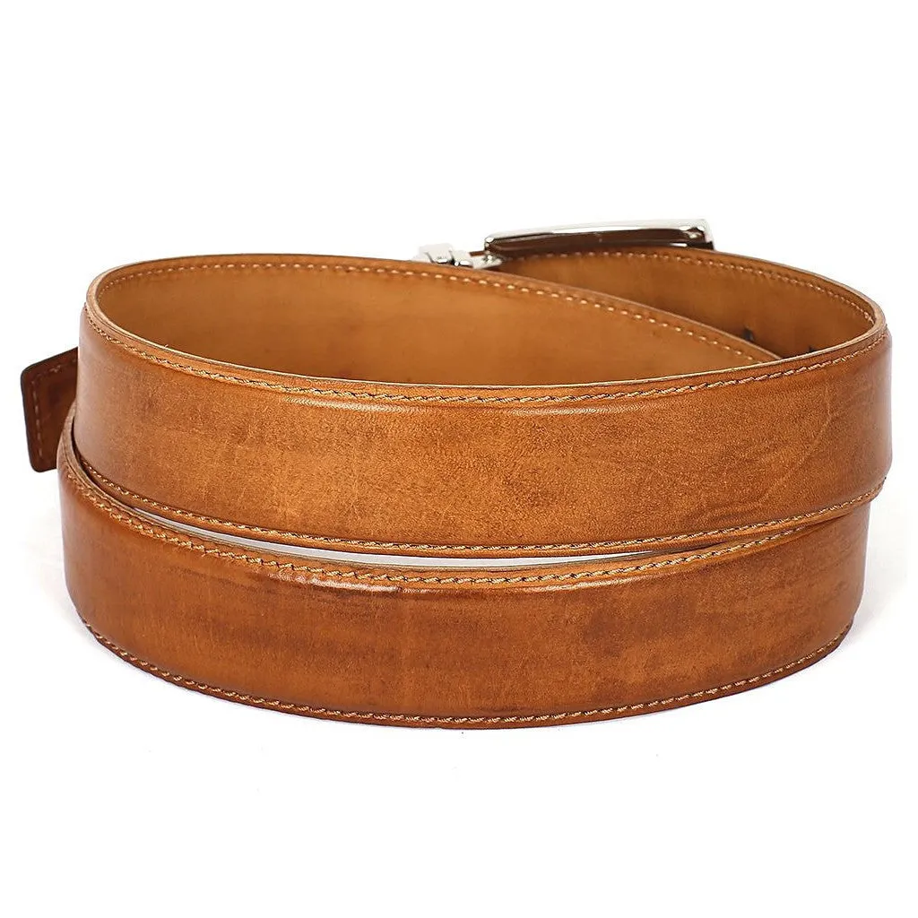 Paul Parkman Hand-Painted Tobacco Leather Belt