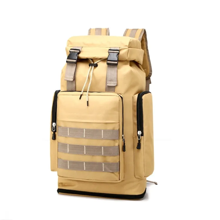 QY868 Outdoor Mountaineering Bag Large Capacity Travel Camping Backpack(Khaki)