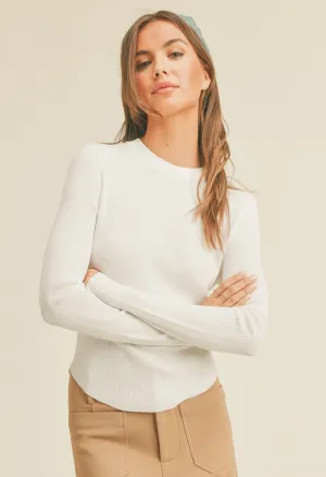 Rebecca Ribbed Top-White