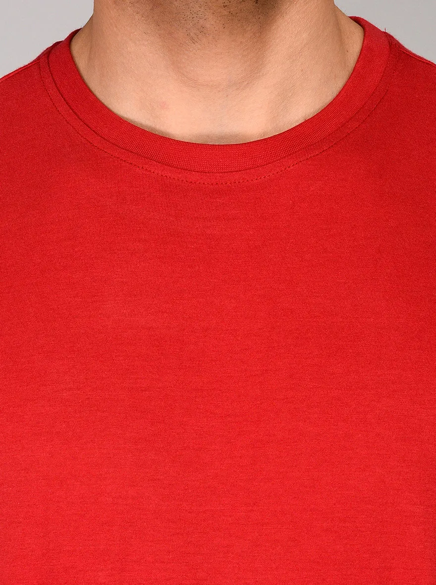 Red Slim Fit Round Neck T-shirt | JadeBlue