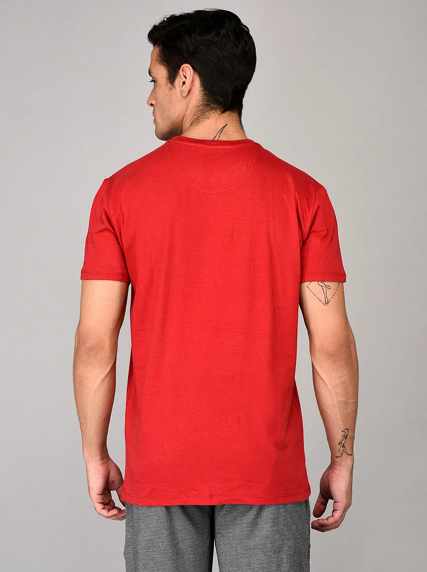 Red Slim Fit Round Neck T-shirt | JadeBlue