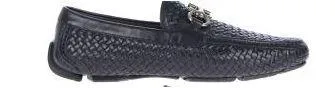 Salvatore Ferragamo Parigi 6 Braided Calfskin Gancini Driver Black