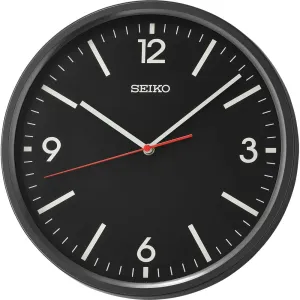 SEIKO Classic Round Black Plastic Analog Home Decor English Numerals Wall Clock with Sweep Movement (Size: 30.5 x 4.5 x 30.5 CM | Weight: 670 grm | Color: Black)