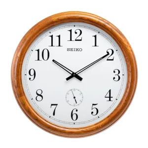 SEIKO Classic Round English Numbers Analog Brown Wooden Home Decor Wall Clock ( Size: 50.5 x 6 x 50.5 CM | Weight: 3200 gram | Color: Brown ) QXA155BN