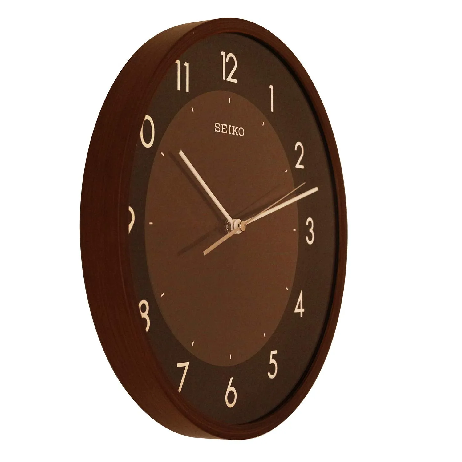 SEIKO Elegant Round Analog Brown Plastic English Numbers Home Decor Wall Clock with Sweep Movement (Size: 30 x 4.5 x 30 CM | Weight: 870 gram) QXA615ZN