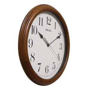 SEIKO Elegant Round Analog English Numbers Rosewood Wooden Home Decor Wall Clock (Size: 32 x 4 x 32 CM | Weight: 790 gram | Color: Rosewood)