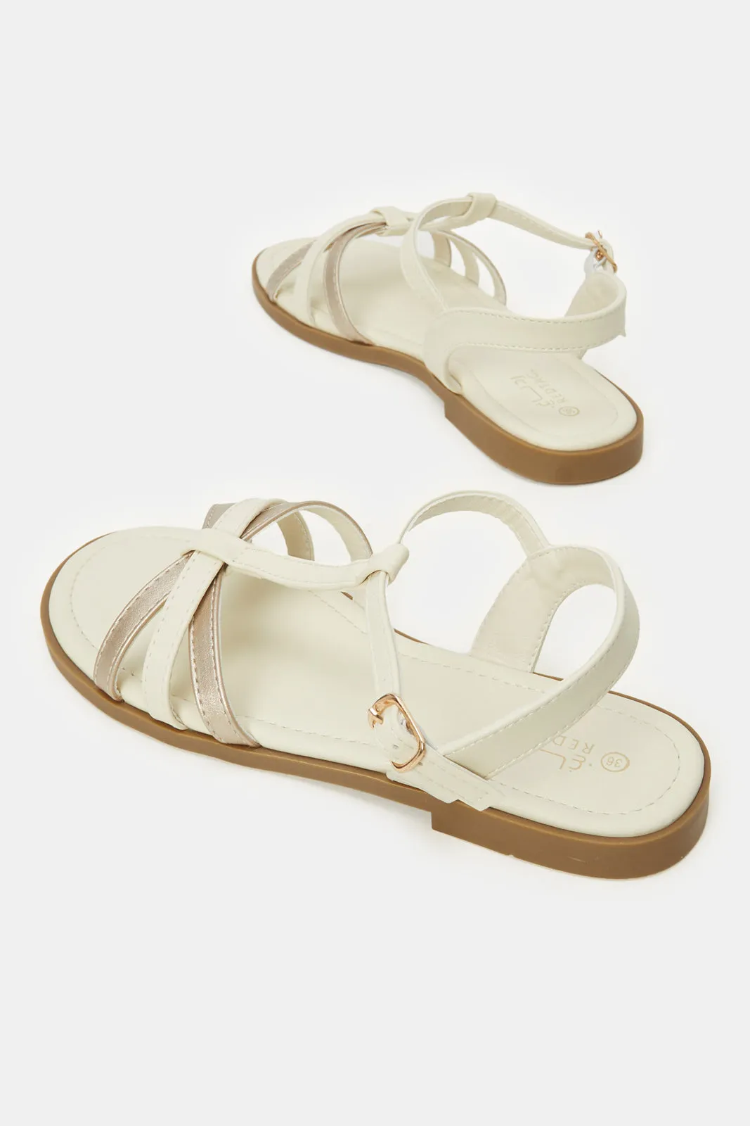 Senior Girls White Backstrap Sandal