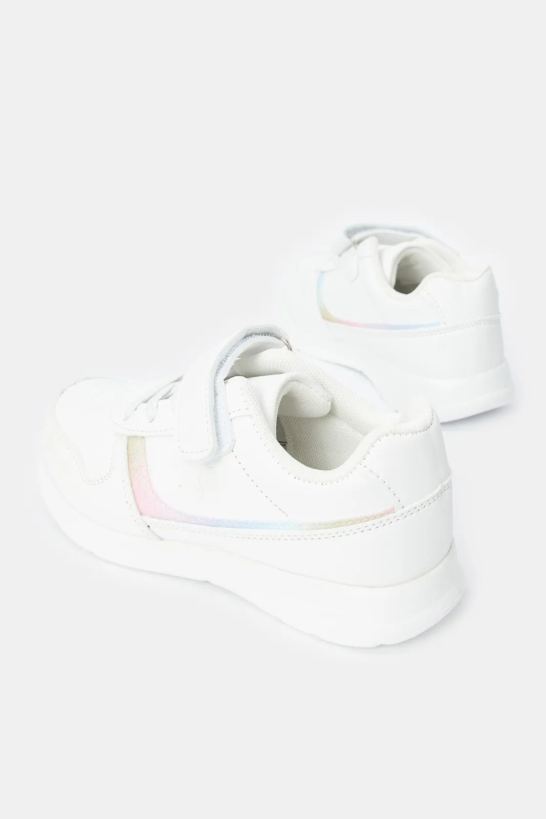 Senior Girls White Lace Up Sneakers