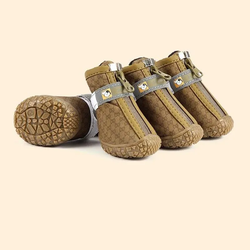 Shoes for Small Dogs with Reflective Stripe Rugged Anti-Slip Rubber Sole Dog Boots Waterproof Puppy Shoes Chihuahua Teddy Hiking