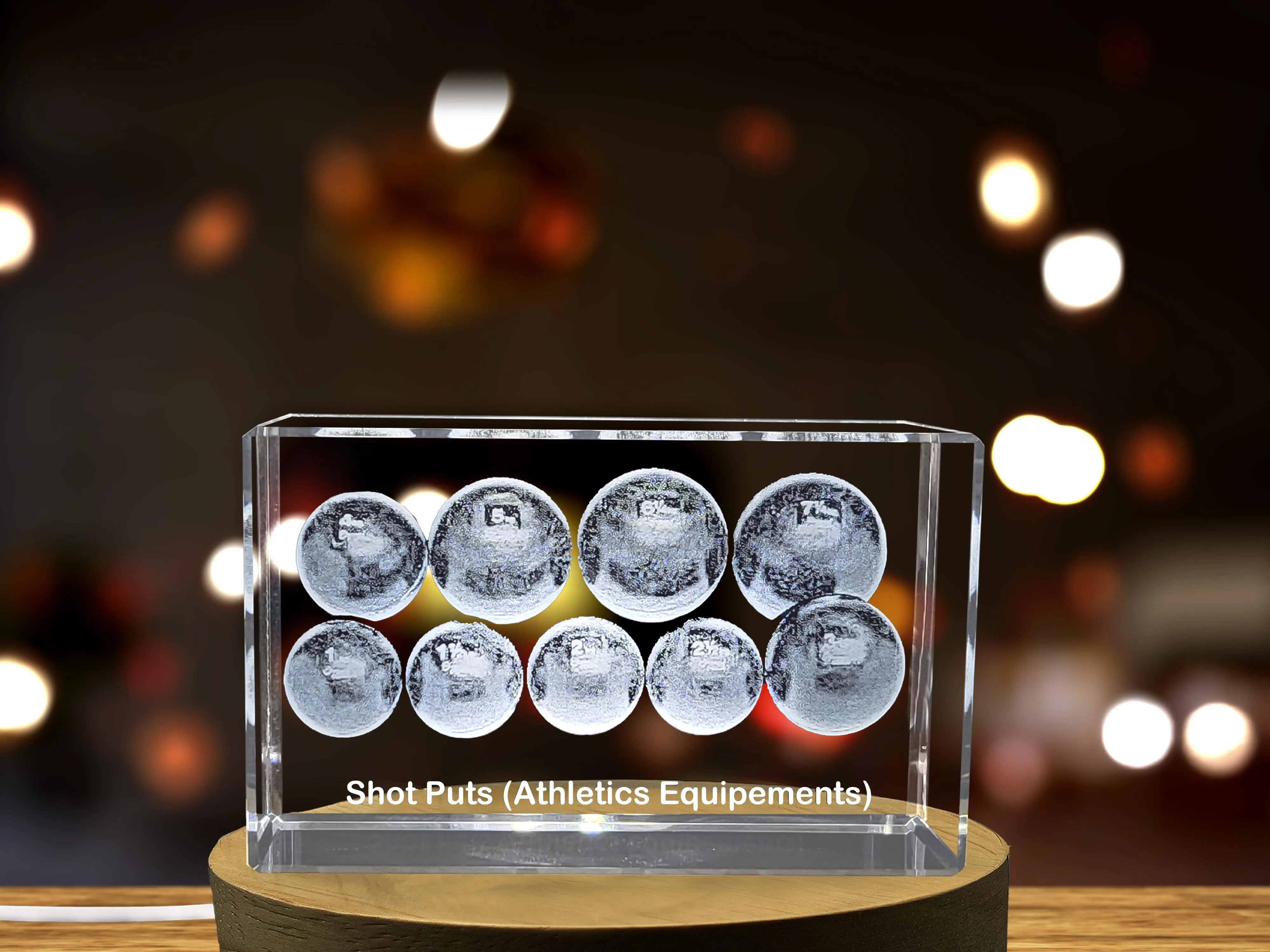 Shot Put Thrower 3D Engraved Crystal Award - Elegant Desktop Trophy for Weight Throw Athletes