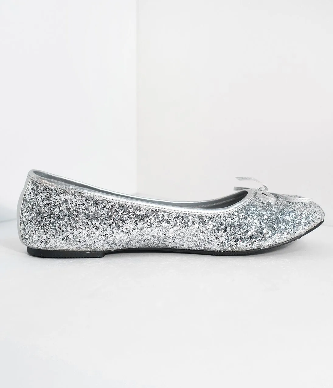 Silver Glitter Ballet Flats