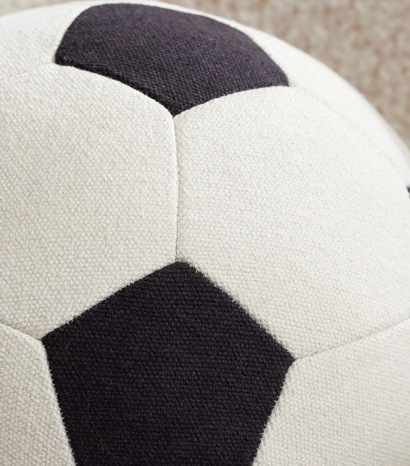 Soccer Ball Shaped Washed Canvas Pillow