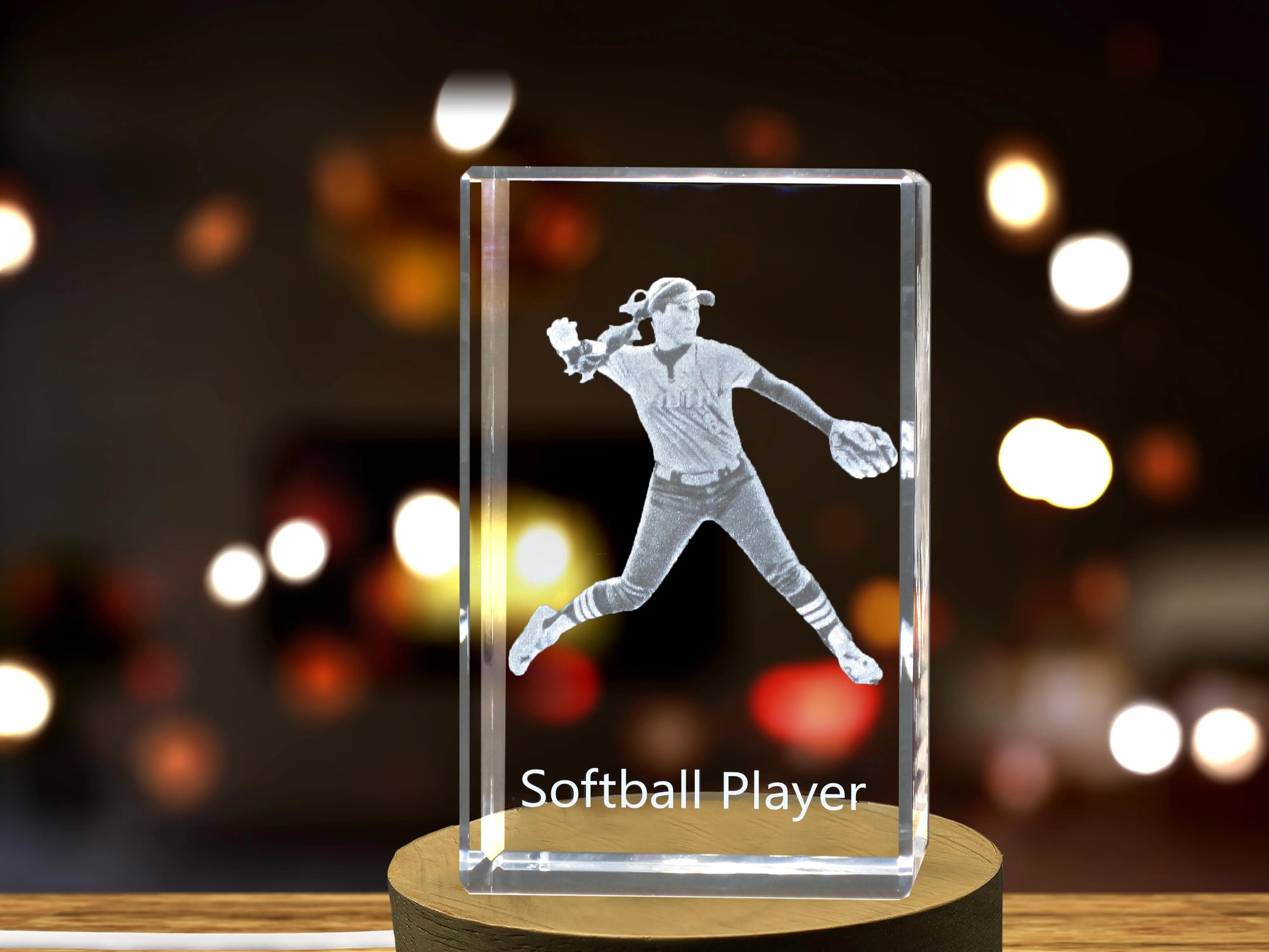 Softball Player 3D Engraved Crystal 3D Engraved Crystal Keepsake/Gift/Decor/Collectible/Souvenir