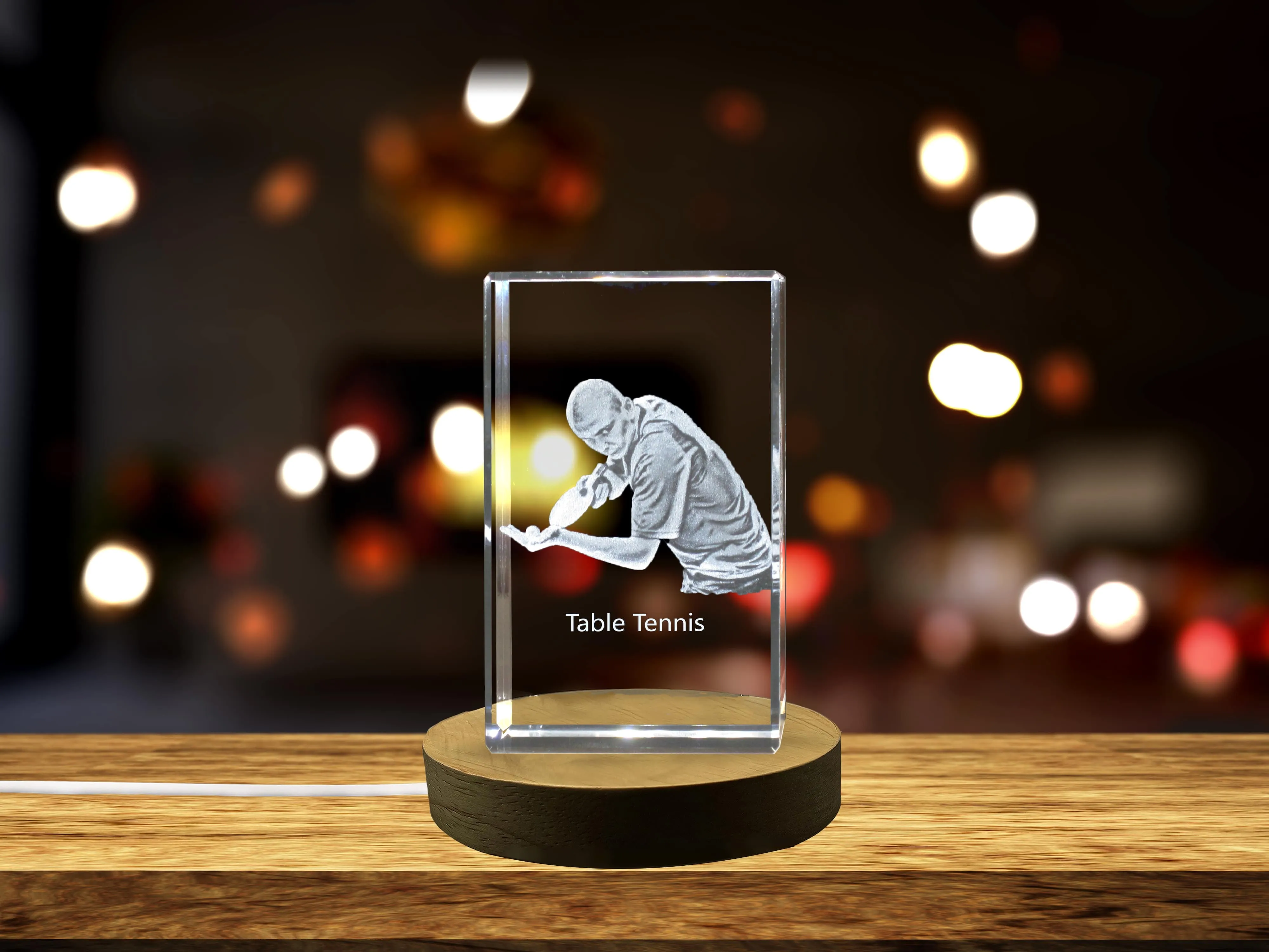 Table Tennis Player 3D Engraved Crystal 3D Engraved Crystal Keepsake/Gift/Decor/Collectible/Souvenir