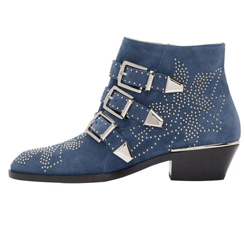 TEEK - Rivet Tri-Buckle Short Boots | Matte & Velvet