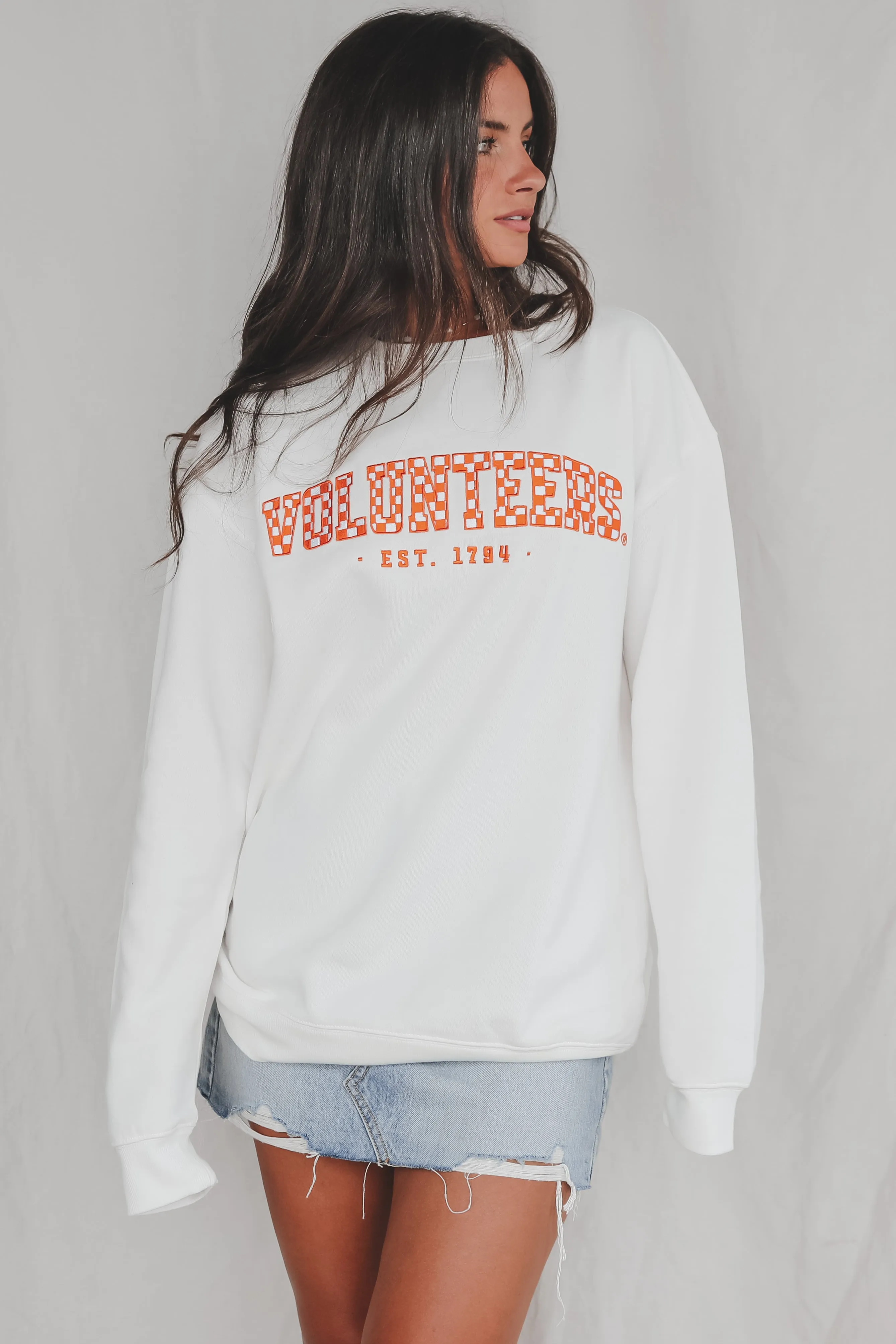 Tennessee Orange Check Volunteers Game Day Vols Sweatshirt Pullover