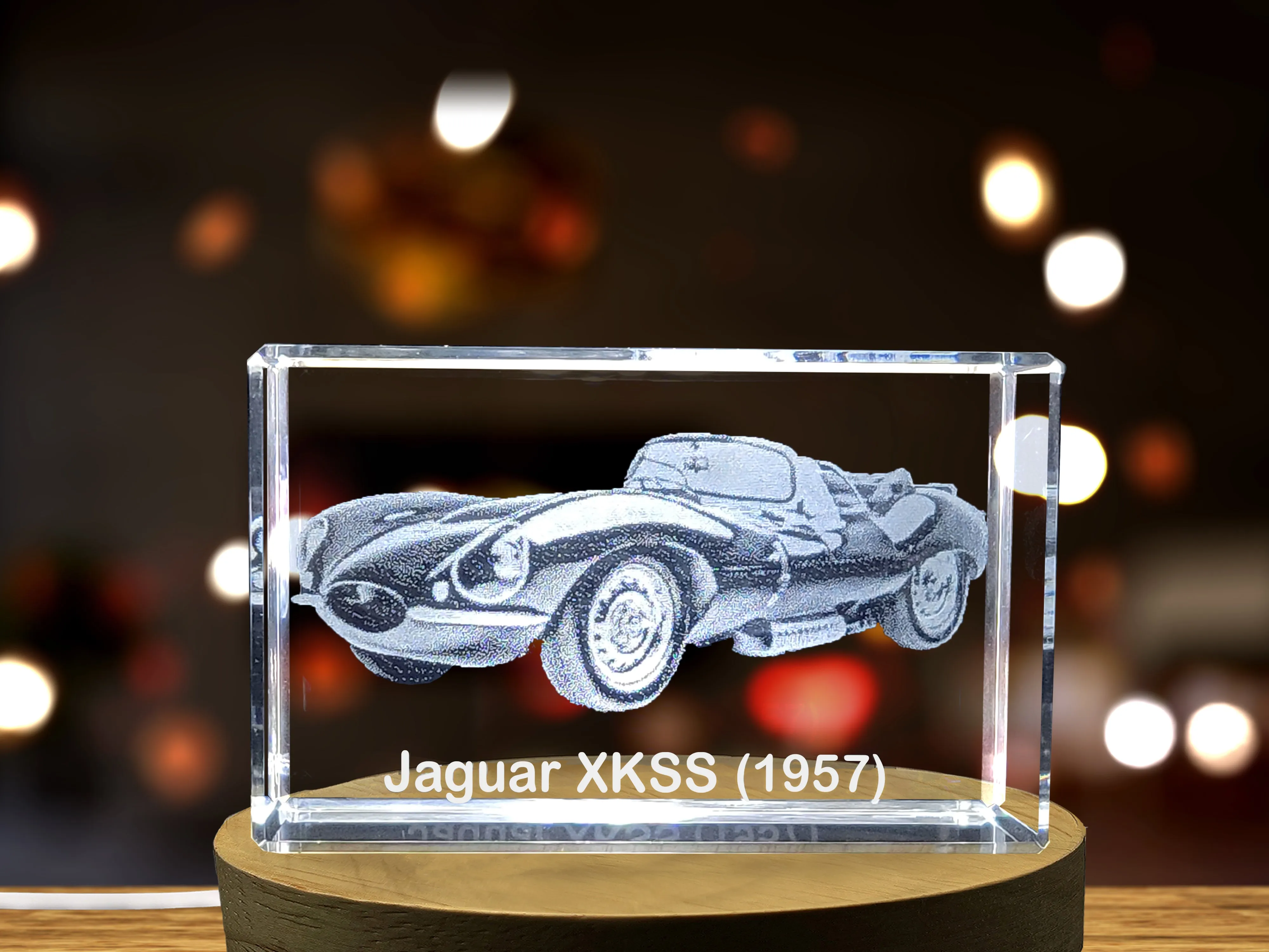 The Legend Revived: Jaguar XKSS (1957) - 3D Engraved Crystal Tribute