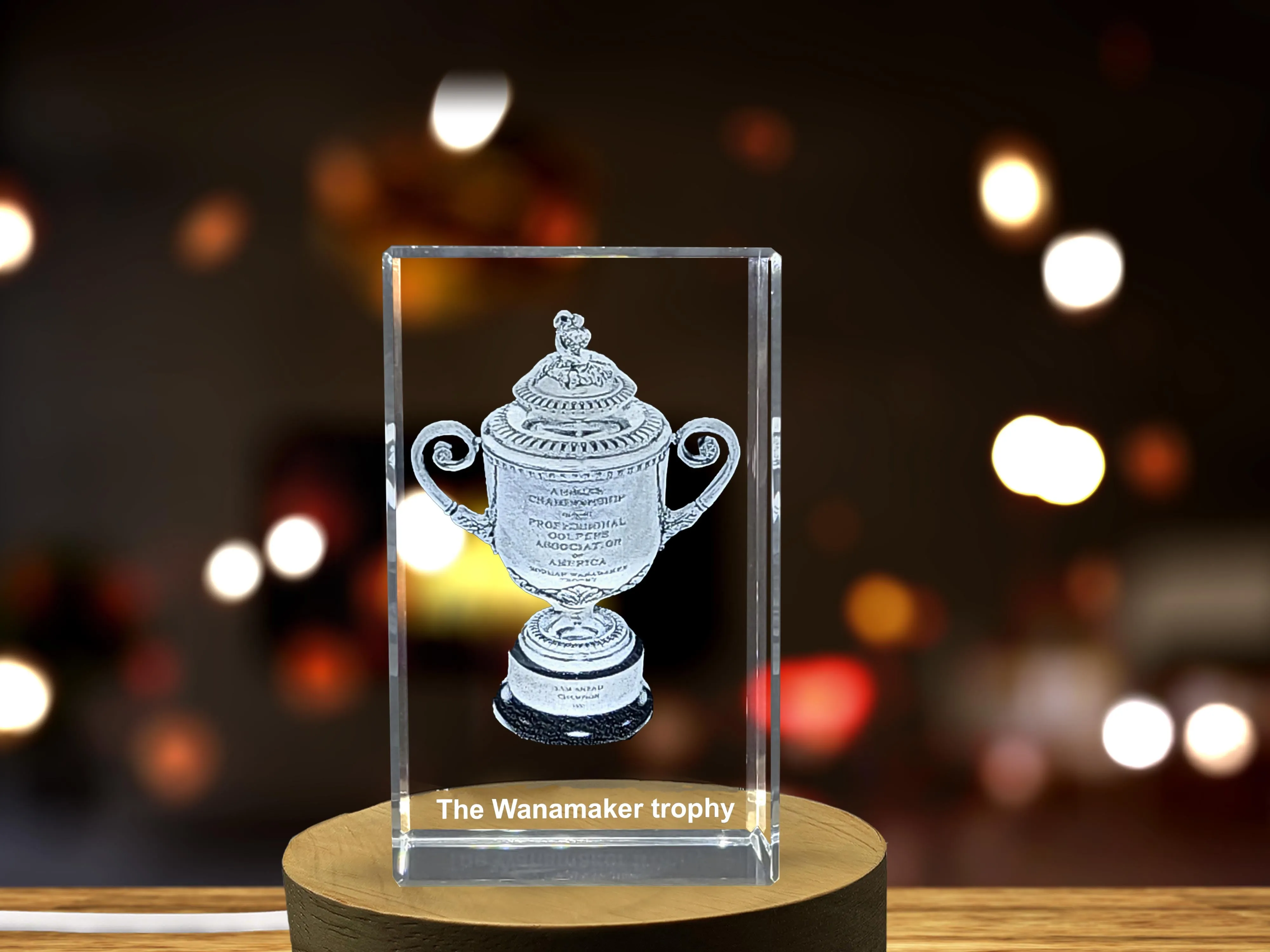 The Wanamaker trophy Sports 3D Engraved Crystal Gift - Unique Trophy for Athletes and Sports Fans