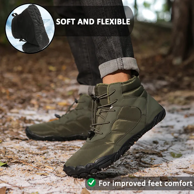 Thick Outdoor Snow Boots Warm Mountaineering Hiking Shoes Footwear Non-slip & Waterproof Winter Barefoot Shoe (Unisex)