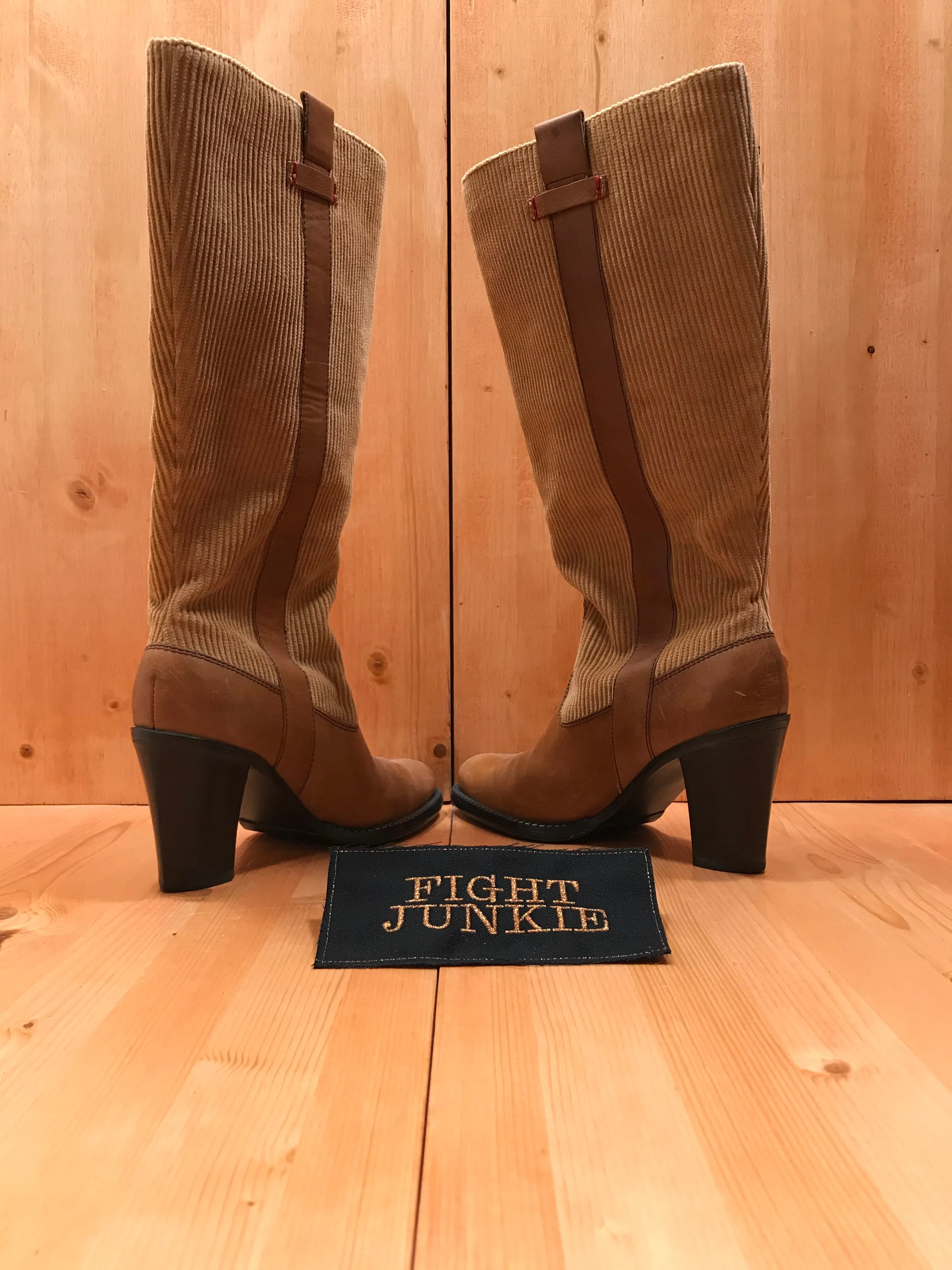 TOMMY HILFIGER Womens Size 6 Knee High Leather Corduroy Boots