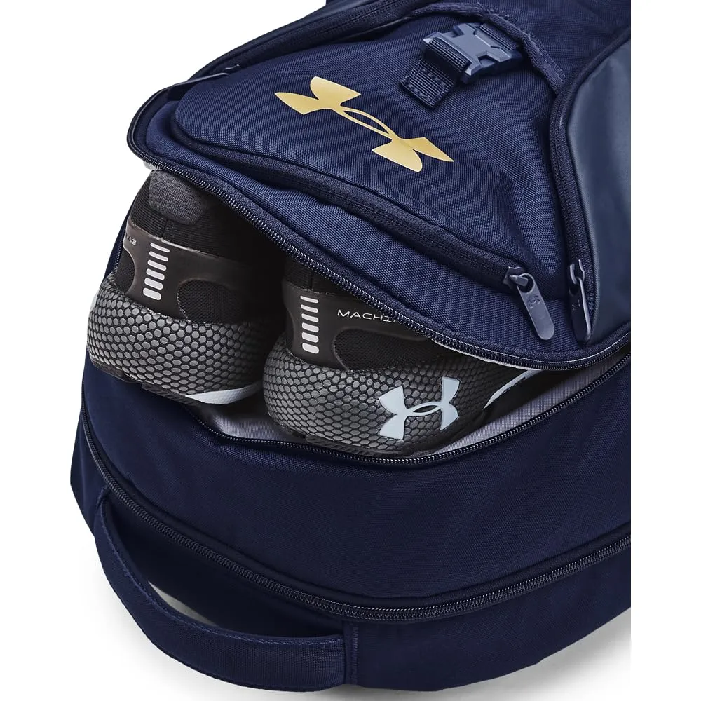 Under Armour Adult Hustle Pro Backpack , Midnight Navy (410)/Metallic Gold , One Size Fits All