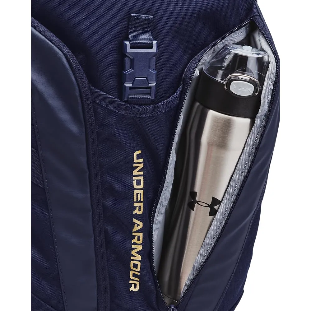 Under Armour Adult Hustle Pro Backpack , Midnight Navy (410)/Metallic Gold , One Size Fits All