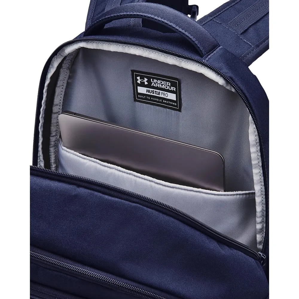 Under Armour Adult Hustle Pro Backpack , Midnight Navy (410)/Metallic Gold , One Size Fits All