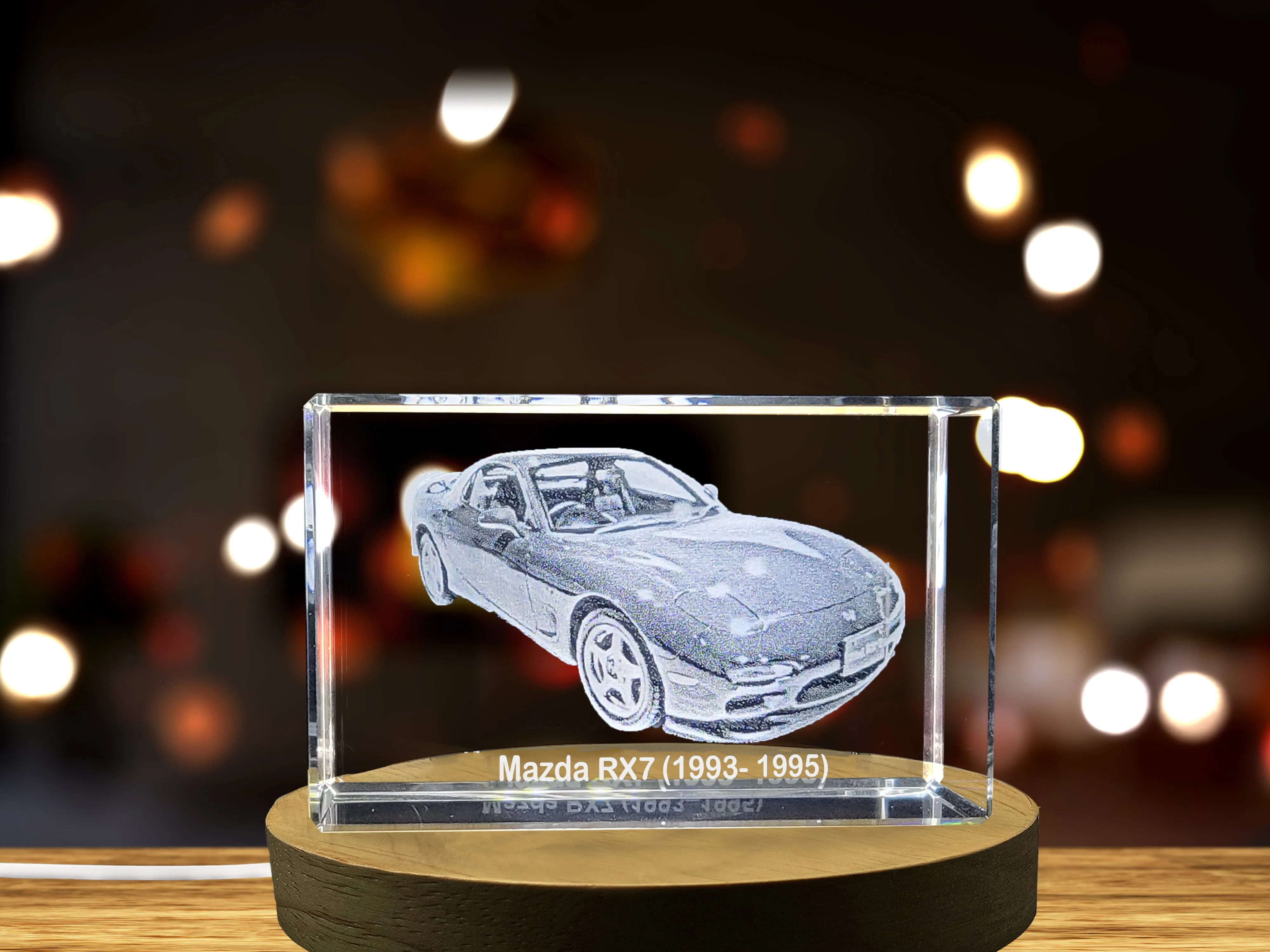 Unleash the Rotary Power: Mazda RX7 (1993–1995) - 3D Engraved Crystal Tribute