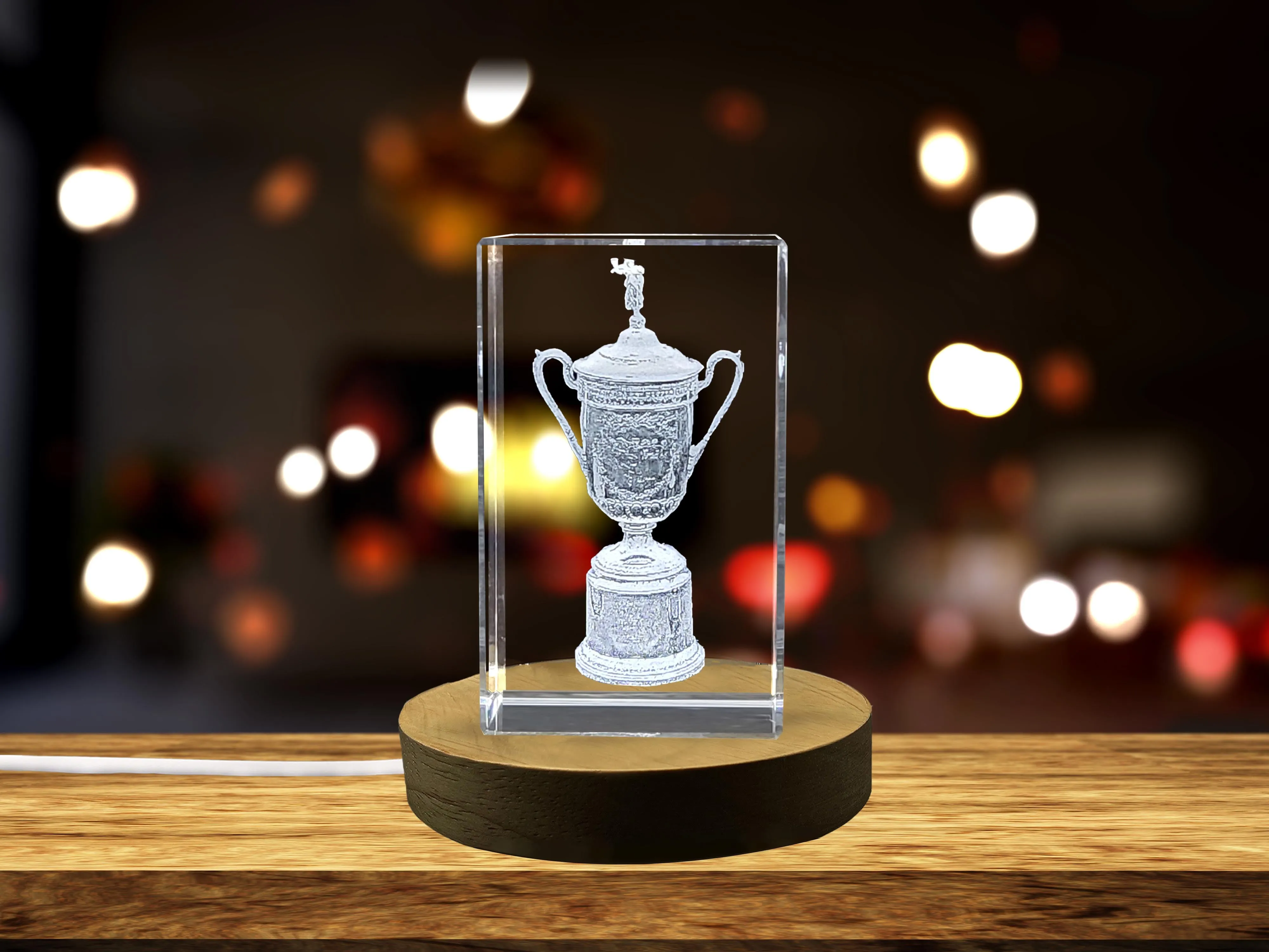 US Open Engraved Crystal Trophy for Tennis Decor | Engraved Grand Slam Championship Award