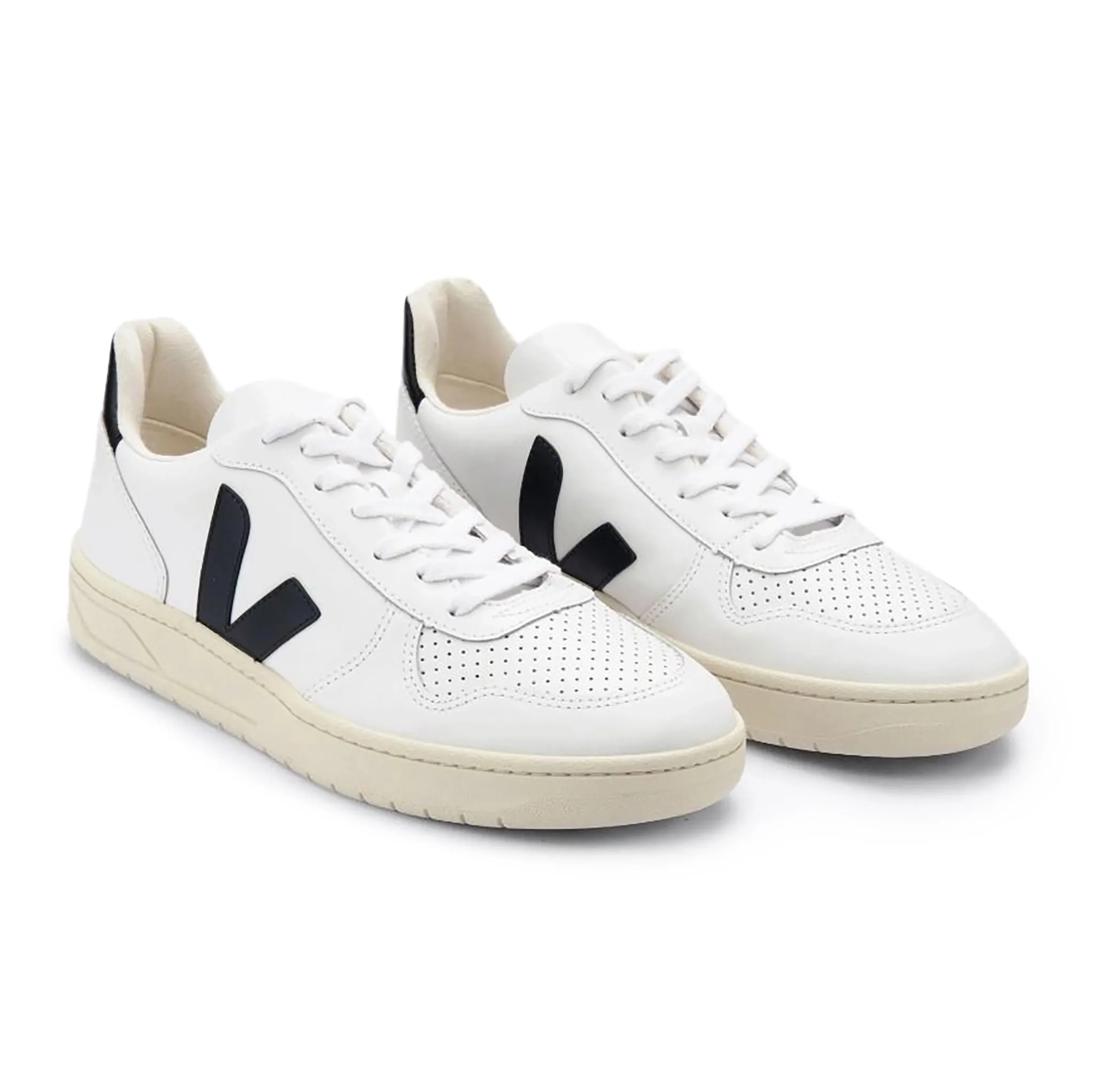 V-10 Leather Trainer - Extra White / Black