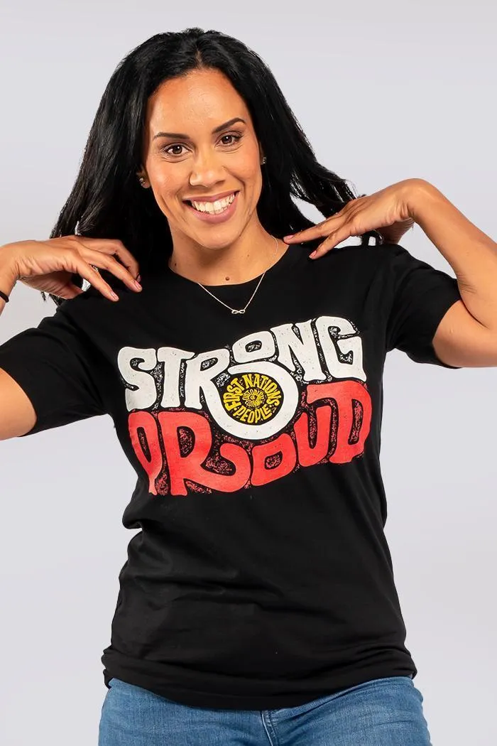 Vintage Strong & Proud Classic Black Cotton Crew Neck Unisex T-Shirt