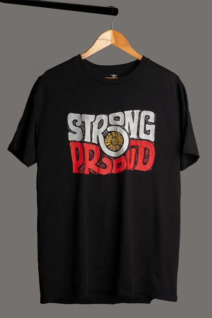 Vintage Strong & Proud Classic Black Cotton Crew Neck Unisex T-Shirt